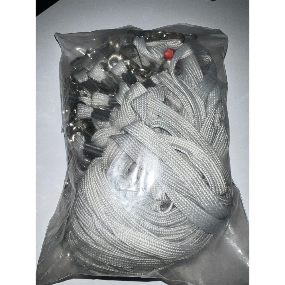 50 Pack Gray Lanyard Bulk Clip Swivel Hooks Cotton Neck Flat Lanyard with Clips